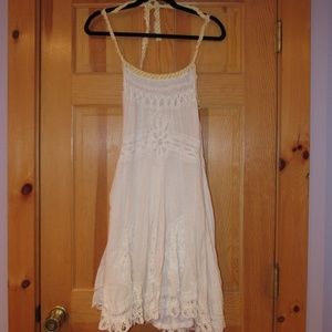 Off-White Lace Halter Dress